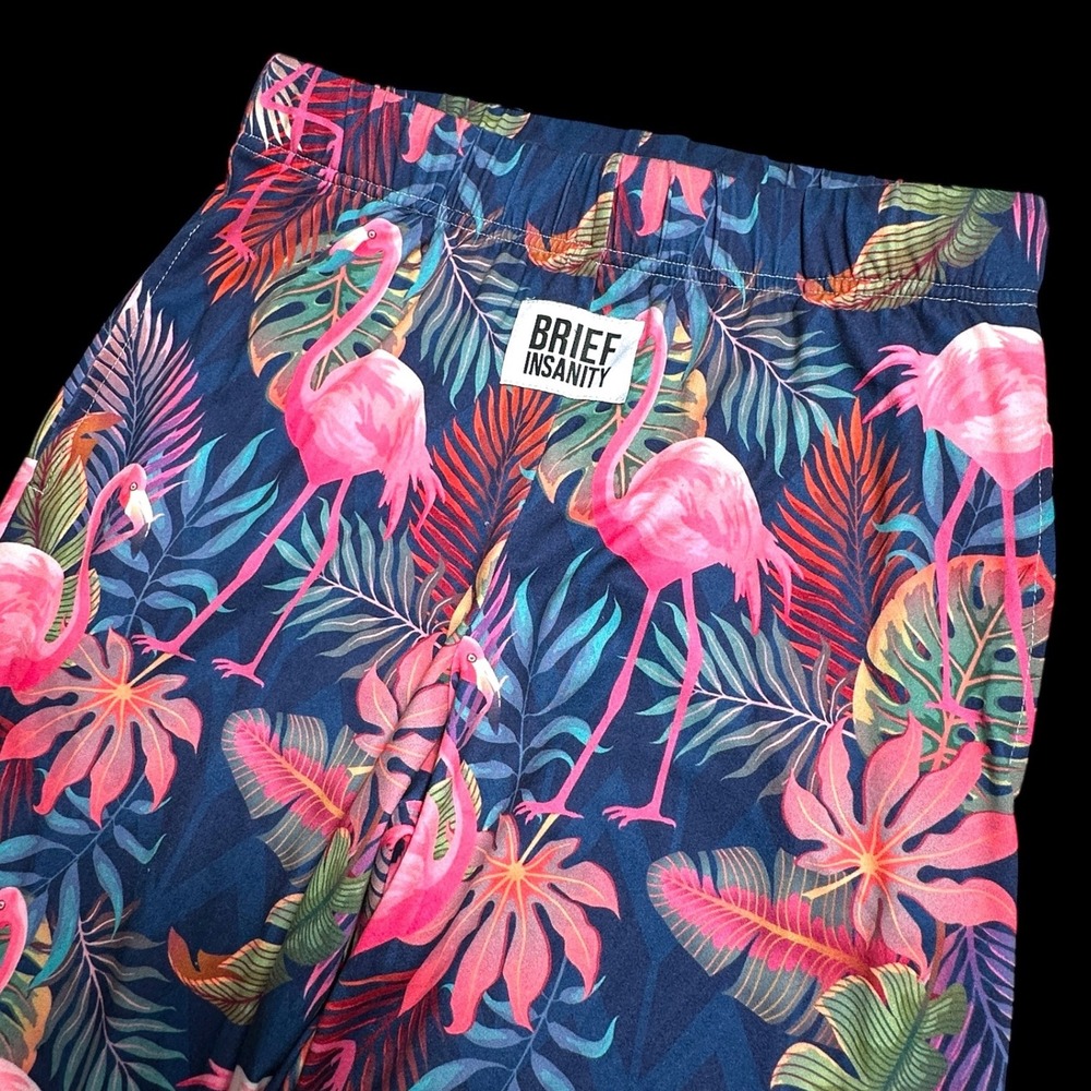 Brief Insanity Womens Tropical Flamingo Palm Print Lounge Pajama Pants Small
